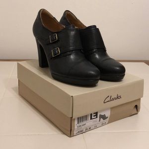 Clarks Black Leather Ankle Booties